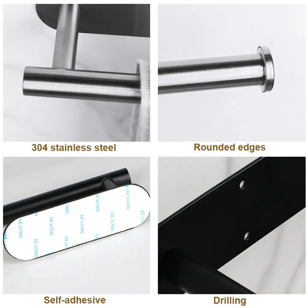 Stainless Steel Paper Towel Holder No Hole Punch Kitchen Bathroom Toilet Lengthen Storage Rack Adhesive Toilet Roll Paper Holder