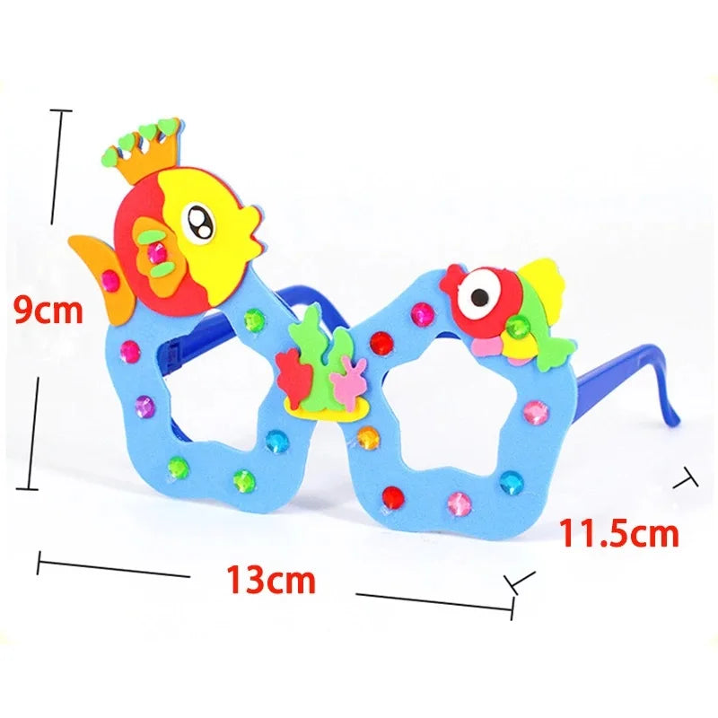 Creative EVA Diamond Glasses DIY Kit Kids Art Craft Toy Handicraft Cartoon Animal Glasses Children Birthday Gift School Supplies