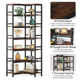 Tribesigns 7-Shelf Corner Bookshelf,Large Modern Corner Bookcase, 7-Tier Tall Corner Shelf Storage Display Rack with Metal Frame