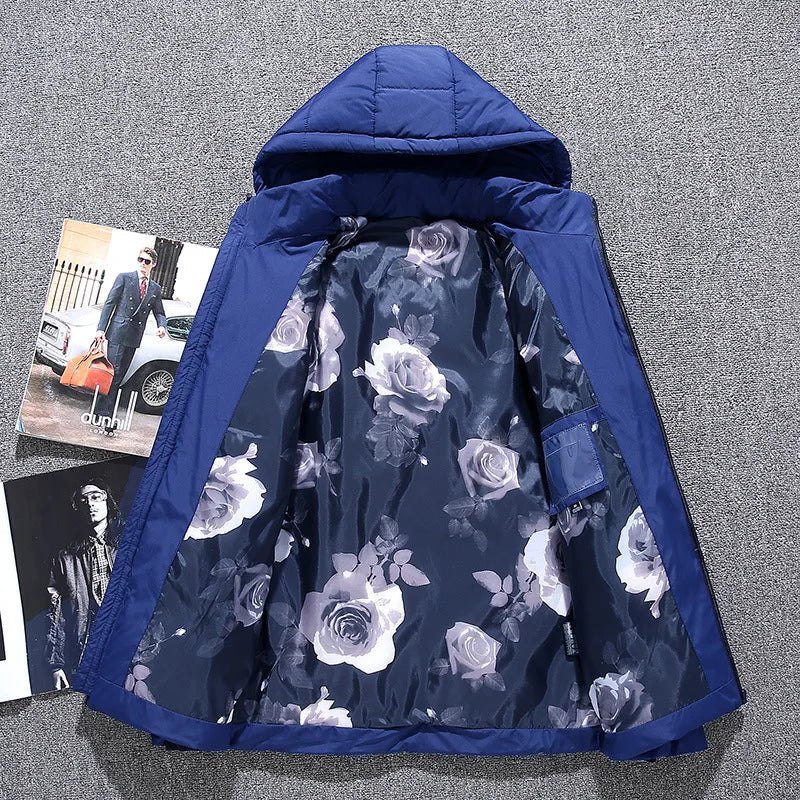 Chaqueta de plumón de 20 grados para hombre, parka de invierno para hombre, chaqueta de plumón de pato blanca con capucha para exteriores, abrigo de nieve acolchado grueso y cálido de gran tamaño M-4XL