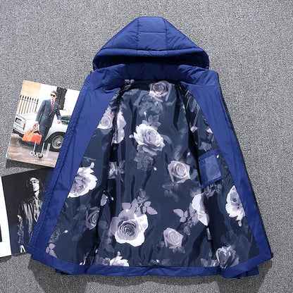 Chaqueta de plumón de 20 grados para hombre, parka de invierno para hombre, chaqueta de plumón de pato blanca con capucha para exteriores, abrigo de nieve acolchado grueso y cálido de gran tamaño M-4XL