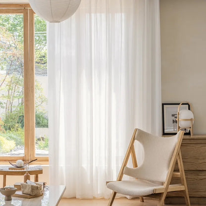 Cortinas transparentes de tul blanco a rayas, semisólidas, de tamaño personalizado, para sala de estar, dormitorio, cocina, cortinas de gasa