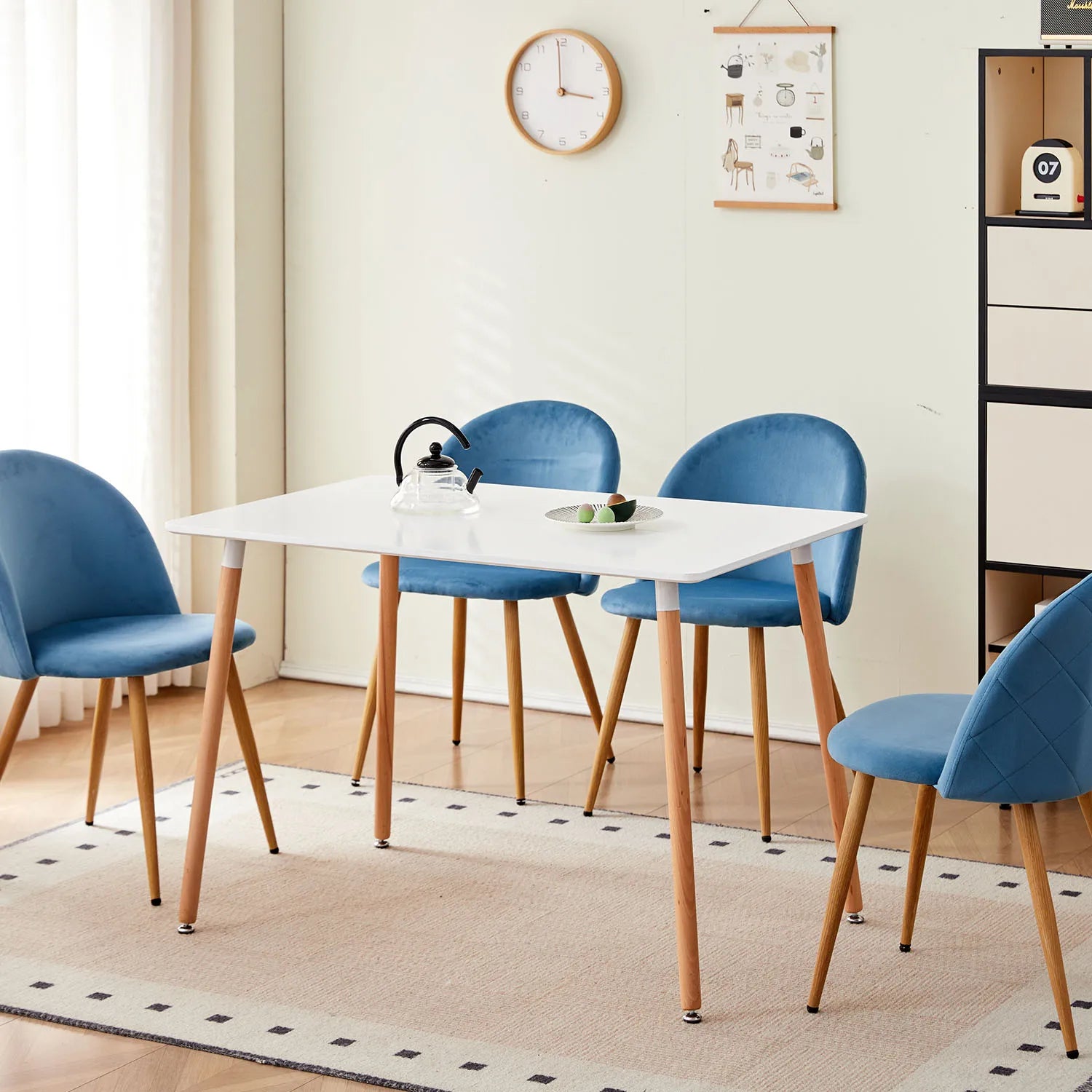 A Set of 4 Dining Chairs With Soft Velvet and Metal Legs, Suitable for Kitchen, Dining Room, Living Room, Lounge (Pink/Green/Blue)