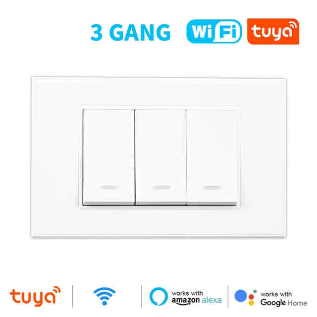 Tuya Smart Life WiFi Wall Light Switch, No Neutral Wire, US Button, Physical Wall Switches for Alexa, Google Home 