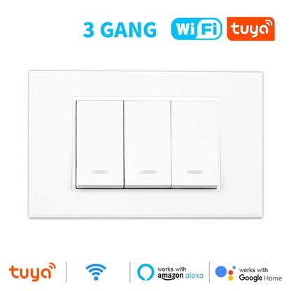 Tuya Smart Life WiFi Wall Light Switch, No Neutral Wire, US Button, Physical Wall Switches for Alexa, Google Home 