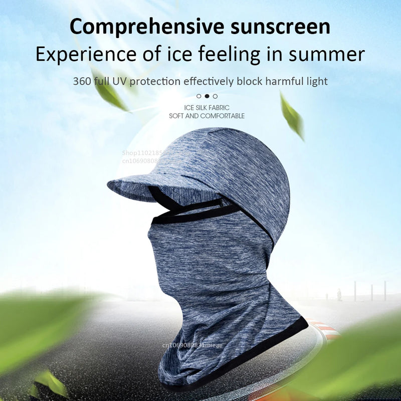 Gorro con capucha y protector solar para la cara, protección UV, de seda fría, para hombres y mujeres, ciclismo, escalada, correr, protector solar, capota de montar