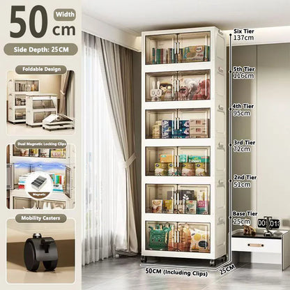 Storage Cabinet Folding Storage Box Home Living Room Toy Cabinet Storage Rack Snack Cabinet Installation-Free Kitchen Storage Cabinet Folding Storage Cabinet Organizer