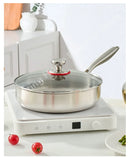 Titanium Stainless Steel Frying Pan Nonstick Wok Uncoated Pot Egg Steak Skillet Home Induction Cooker Gas Stove Kitchen Cookware
