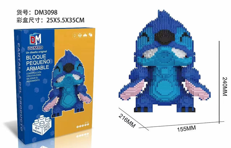 Anime Stitch Building Blocks Angel Scrump Guitar Holding Book Stitch Model Assembled Toys Children's DIY Mini Brick Figure