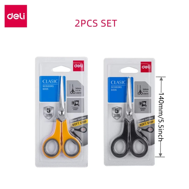 DELI Soft Handle Scissors for Office & Home Use - Durable Sharp Handcraft Scissors for Crafting & Office Supplies