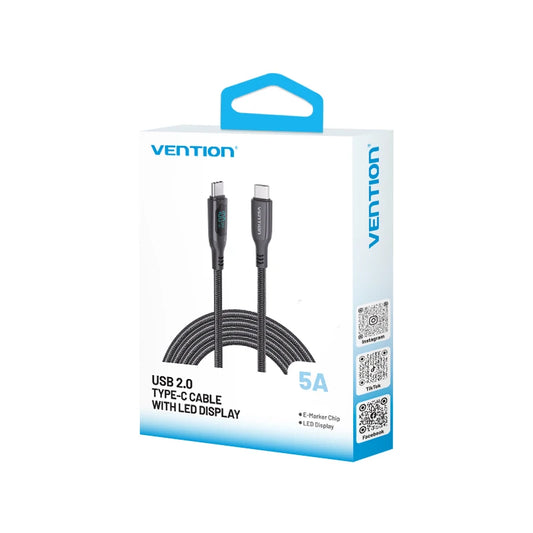 Vention 100W USB Type C Cable Fast Charging USB C Charger Cord For iPhone 15 14 13 12 Huawei with LED Digital Display Cables