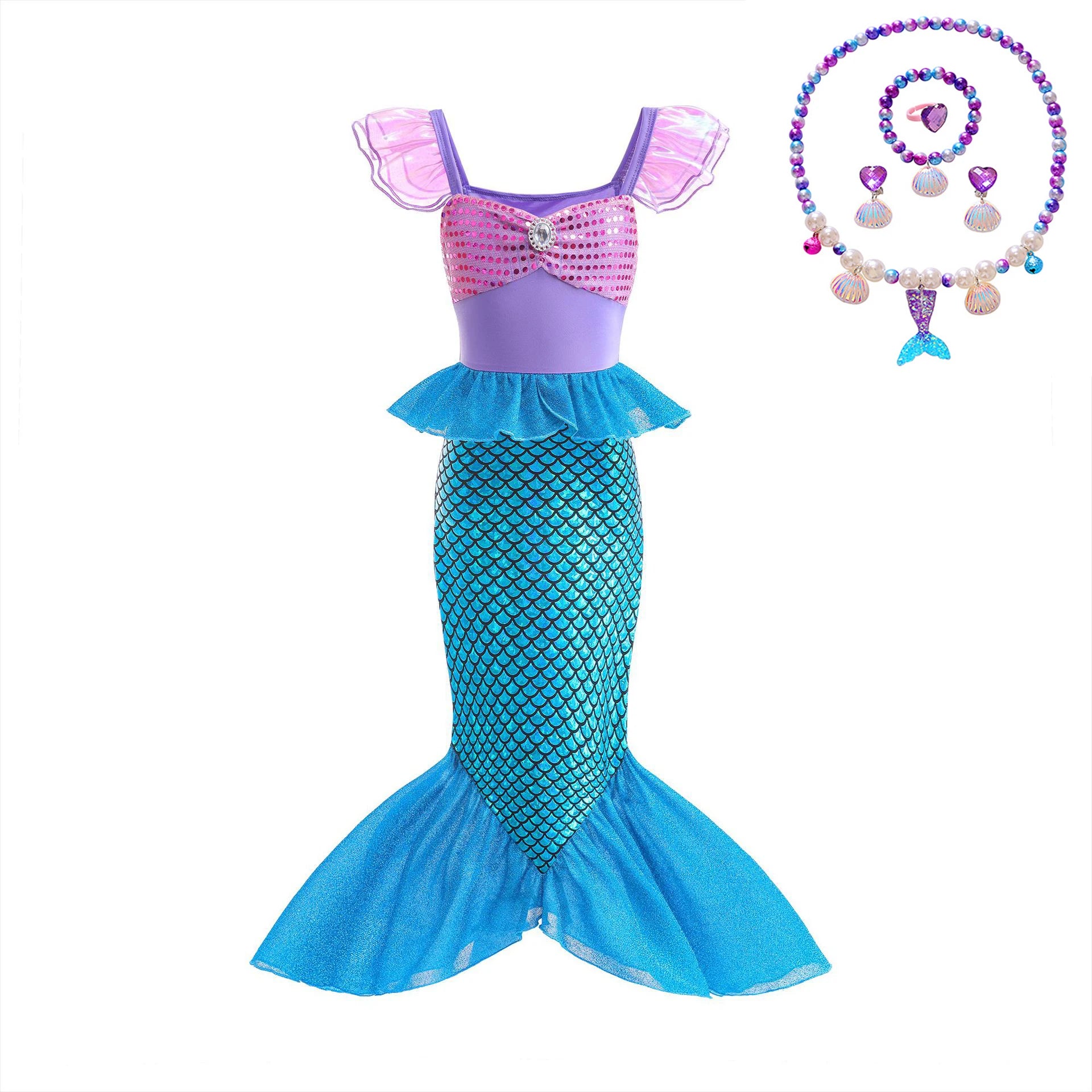 Children's Mermaid Cosplay Costume Girls' Role Play Costume Carnival Halloween Birthday Party Costume Summer Princess Dress