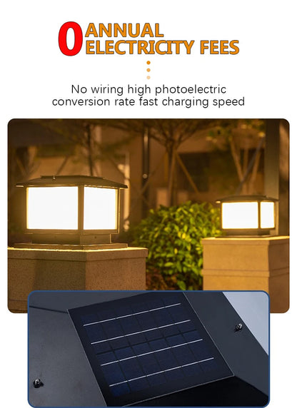 LED Solar Column Light Waterproof Solar Light Outdoor Remote Control Garden Sunlight Fence Channel Outdoor Decorative Light IP65