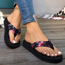 Fashion Floral Flat Flip Flops Women 2025 Summer Non Slip Lightweight Sandals Woman Comfortable Outdoor Beach Slippers Plus Size