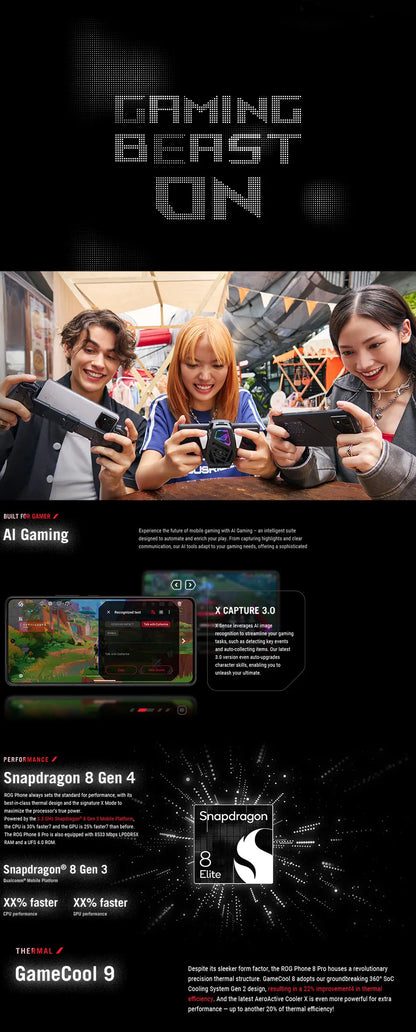 ROG Phone 9 Snapdragon 8 Official New  Gaming Flagship Smartphone 185Hz Refresh Rate AMOLED Android mobile