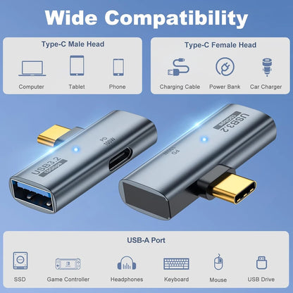 USB C OTG Mobilephone Adapter 2 in 1 Type C to USB3.2 Adapter with PD Charge Port for Samsung Huawei Xiaomi iPhone Laptop Tablet