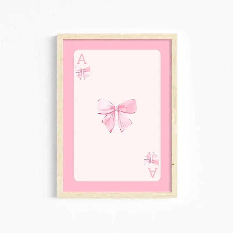 Trendy Pink Wall Art Bows Cherry Balloon Puppy Butterfly Canvas Painting Posters and Prints College Apartment Girl's Room Decor