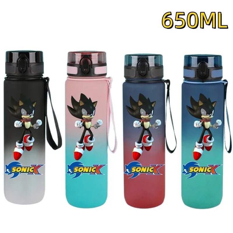 650ML Sonic Hedgehog Sport Water Bottle Large Capacity Cartoon Portable Plastic Water Bottle Drinking Cup Student Birthday Gifts