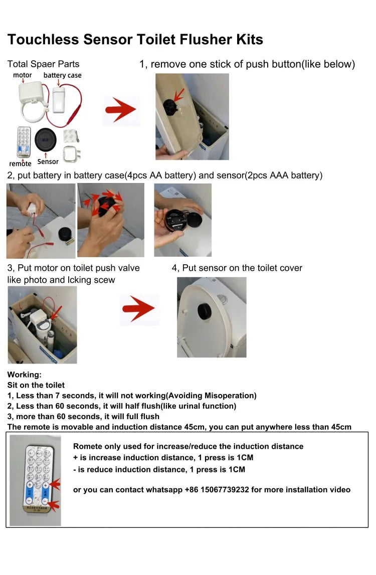 Bathroom Accessories Toilet Seat Cover Wireless Smart Lavatory Push Button Automatic Flush Sensor Bidet Home Appliances