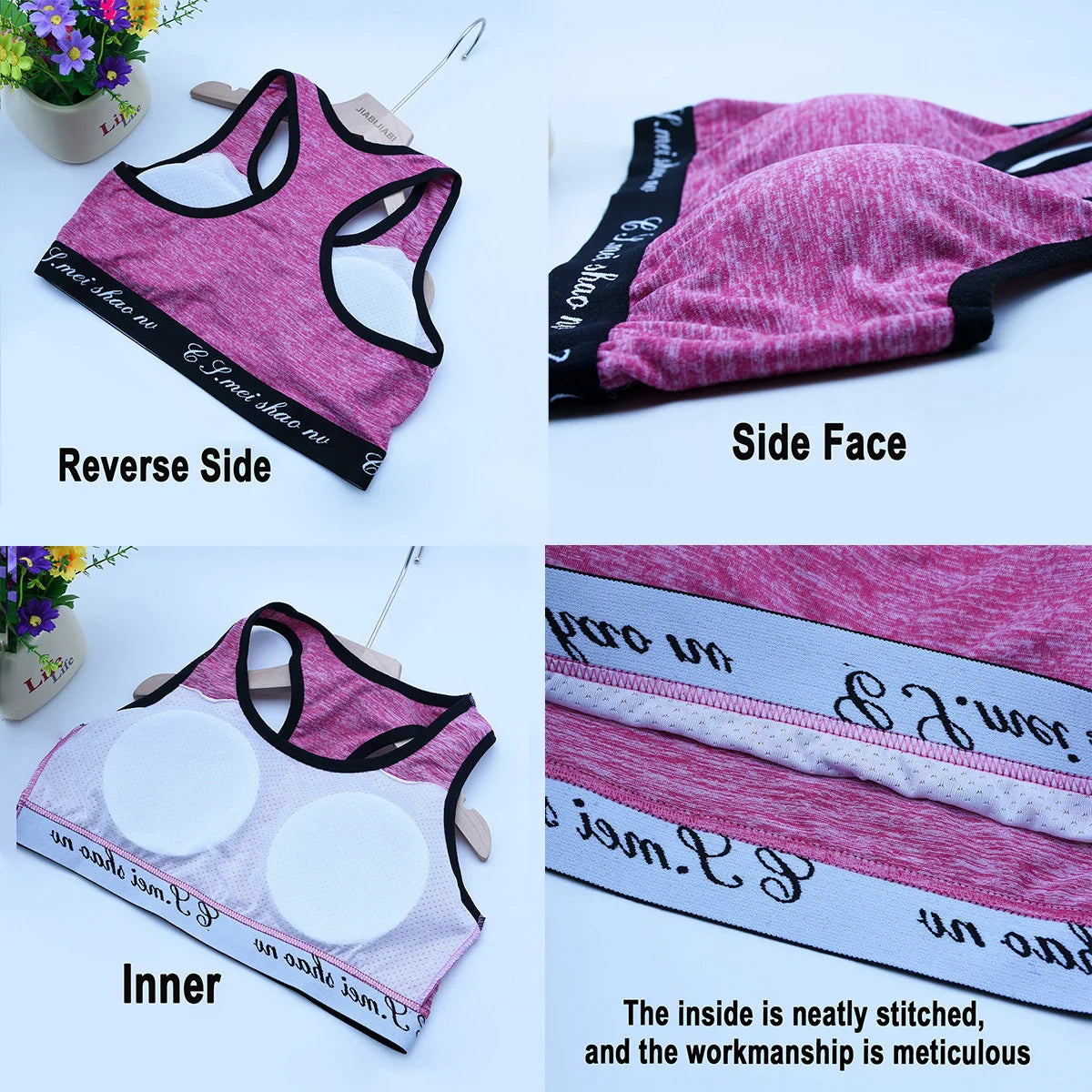 3PC Women Bras Girls Student Cross Strap Growing Period Sports Seamless Bra Training Vest Removable Sponge Bra Without Underwire