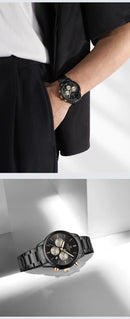 NAVIFORCE NF8076 Sports Watches for Men Stainless Strap Quartz 3ATM Waterproof Shockproof New Fashionable Clock