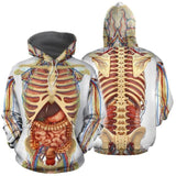 2025 Autumn Men Women 3D Visceral Bone Print Jacket Casual Streetwear Unisex Male Hooded Sweatshirt Plus Size 