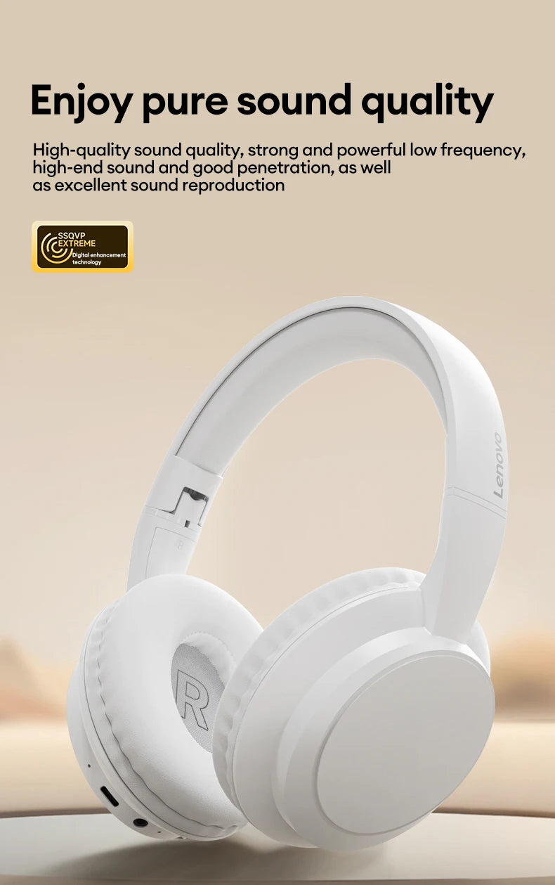 Lenovo TH11 Over-Ear Headsets Bluetooth 5.4 HI-FI Stereo Noise Cancelling Headphones Wireless Wired Gaming Earphones Comfortable