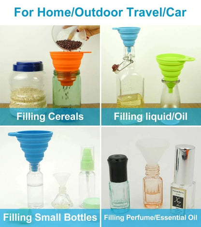 Embudo universal de silicona para motor de coche, para cambio de líquido lavaparabrisas, plegable, portátil, para cambio de aceite y gasolina. 