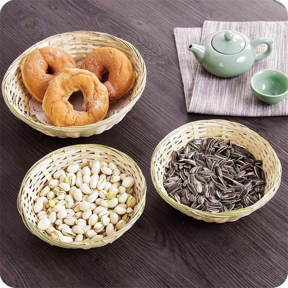 Vegetable Food Storage Basket Bread Fruit Desktop Decoration Kitchen Storage Tray Supplies Round Dustpan Decorative Egg Basket