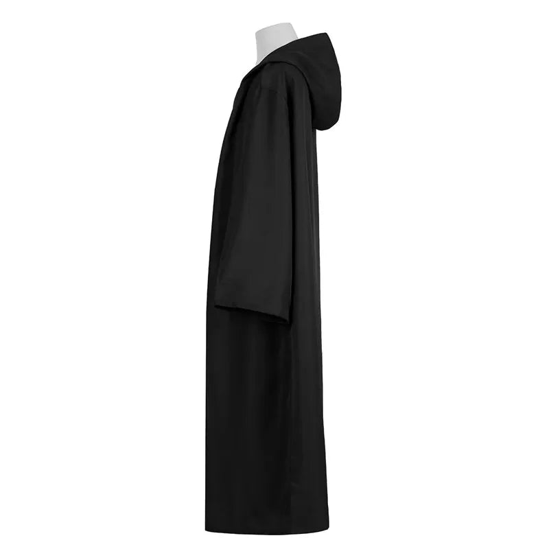 Halloween Cloak Plague Doctor Mask Cosplay Costume Sorcerer Long Shirt Hooded Black Robe Adult and Child Holiday Costume Set