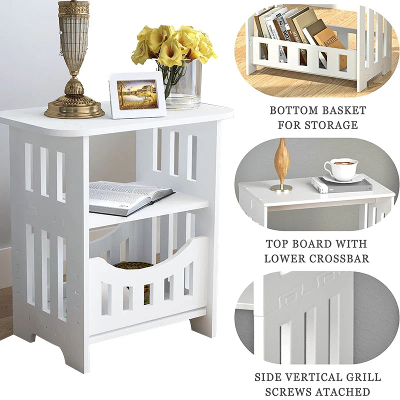 Mesita de noche de estilo europeo Simple, mesa auxiliar para sofá, mesita de noche extraíble para dormitorio, mesitas de noche huecas, muebles