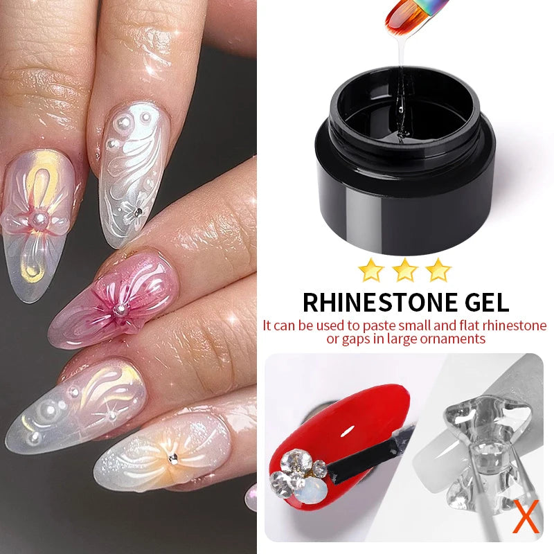 BORN PRETTY 5 IN 1 Clear Water Ripple Gel Polish 5ml No-wipe Top Coat Reinforcement Adhesive Nail-Shape Wave Gel Nail Polish