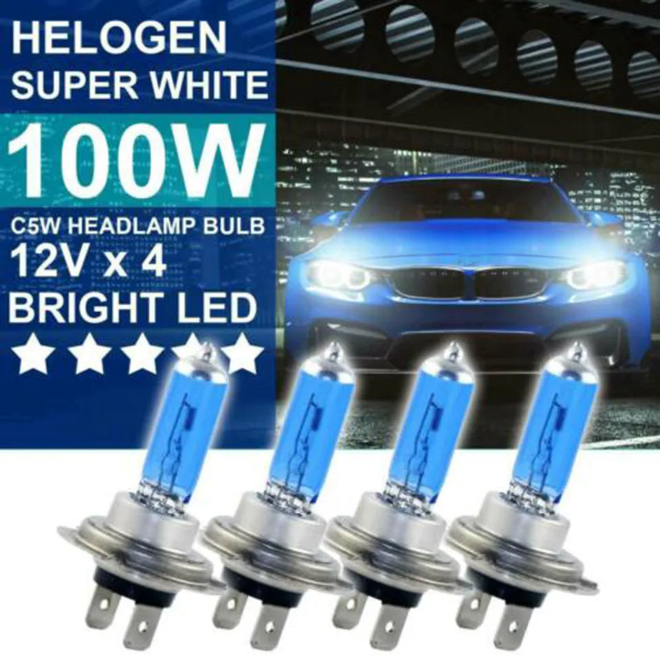 O xênon guardou o bulbo branco super do farol do olhar do efeito, lâmpada do halogênio, auto bulbo dianteiro da névoa do farol, 12V, 100 W, 90W, H7, 4500K, 4 PCes
