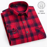 Men Fashion Long Sleeve Brushed Flannel Shirt Single Pocket Comfortable 100% Cotton Casual Slim Fit Button-down Plaid Shirts 8XL