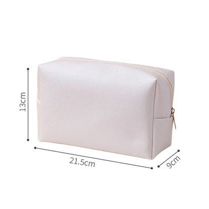 Solid Color Cosmetic Bags for Women Travel Portable Makeup Storage Bag Zipper Toiletry Pouch