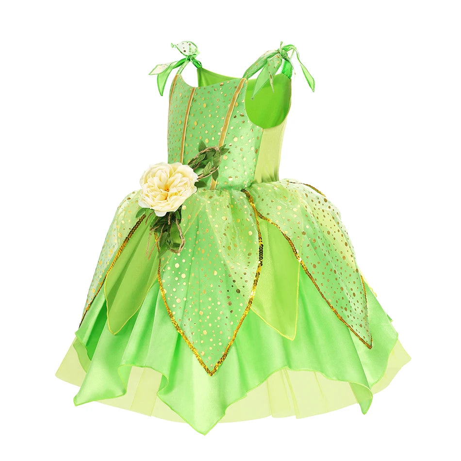 Vestido de Fada Sininho (Tinkerbell) para Meninas – Fantasia de Princesa Fada das Flores para Cosplay e Festas de Natal