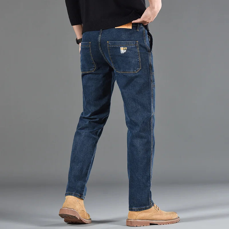 Fashion Print Six-Pocket Jeans Small Straight Cut Style Men's Casual Comfortable Fit Clothing