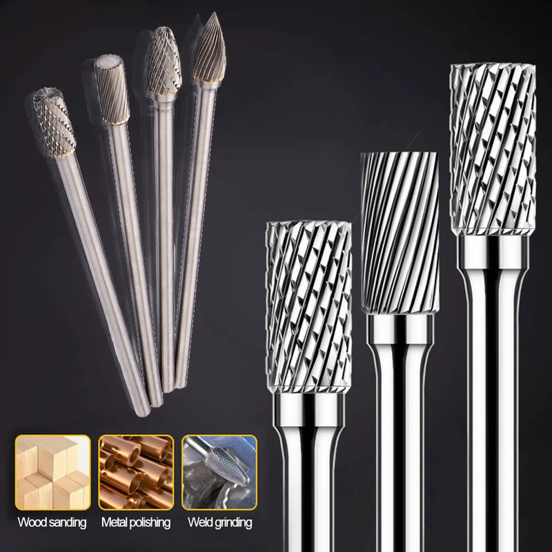 Extra Long 100mm Rotary Rasp File Carving Grinder Abrasive Tools Carbide Burr Alloy Bits Milling Cutter Drill For Metal Wook