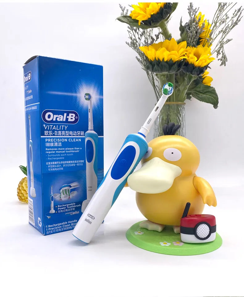 Cepillo de dientes eléctrico Oral B para adultos, recargable, con rotación, blanqueamiento 3D y cabezales de regalo.