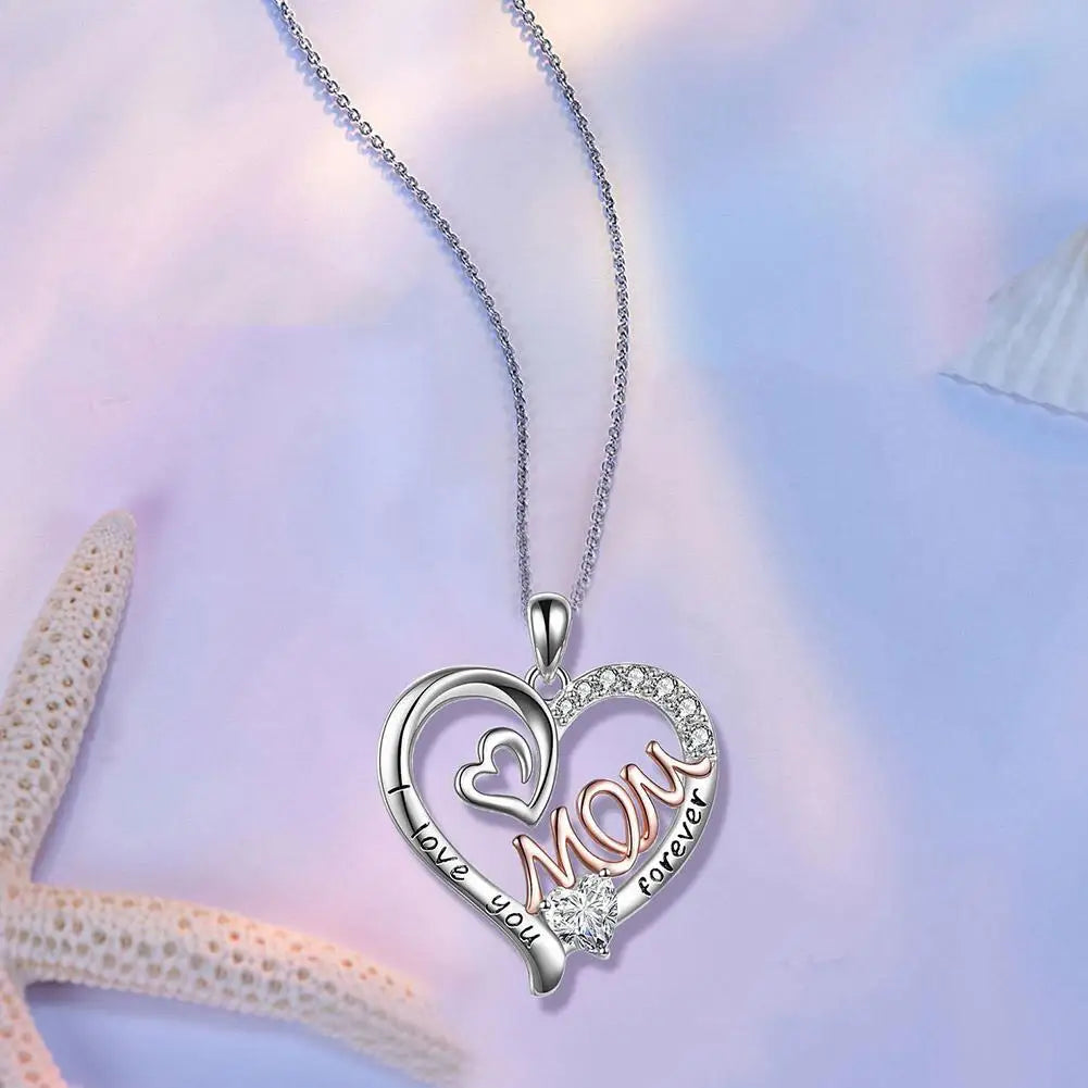 Collar con colgante de flor de amor para el Día de la Madre, cumpleaños, mamá, letra, chapado en oro, joyería de aleación plateada.