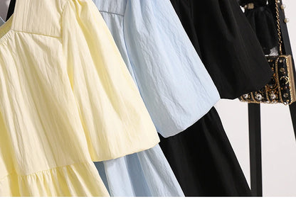 Plus Size Shirts & Blouses Women Summer 2025 New Arrival Korean Fashion Tops Short Puff Sleeve Loose Sweet Blouse Woman L-4XL