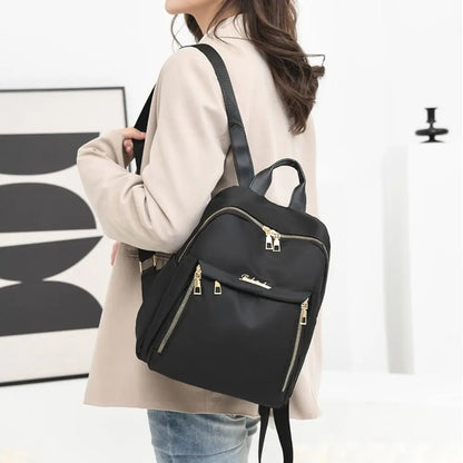 Mochilas sencillas negras de gran capacidad, bolso de viaje para mujer, mochila escolar Harajuku unicolor, mochila Oxford, bolsos unisex