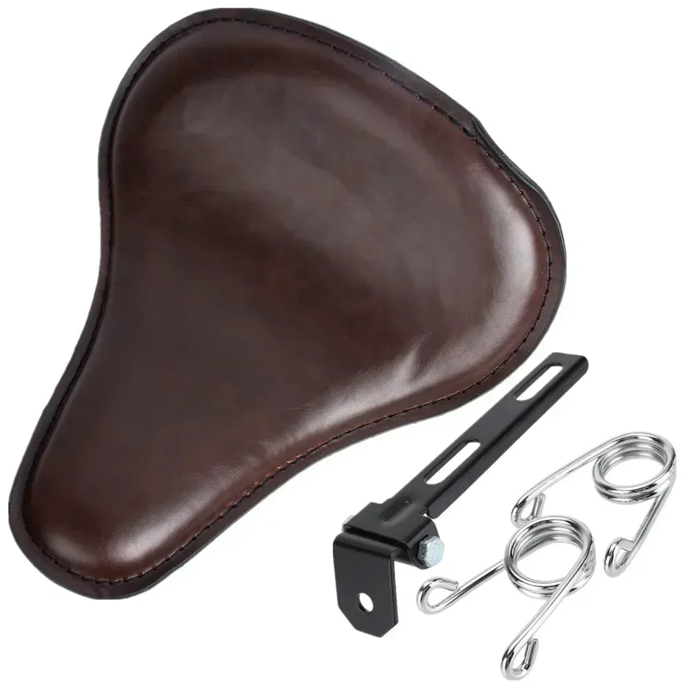 Motorcycle Universal Brown PU Solo Driver Seat Springs Bracket Mount Kit For Harley Honda Yamaha Suzuki Indian Triumph BMW ATV