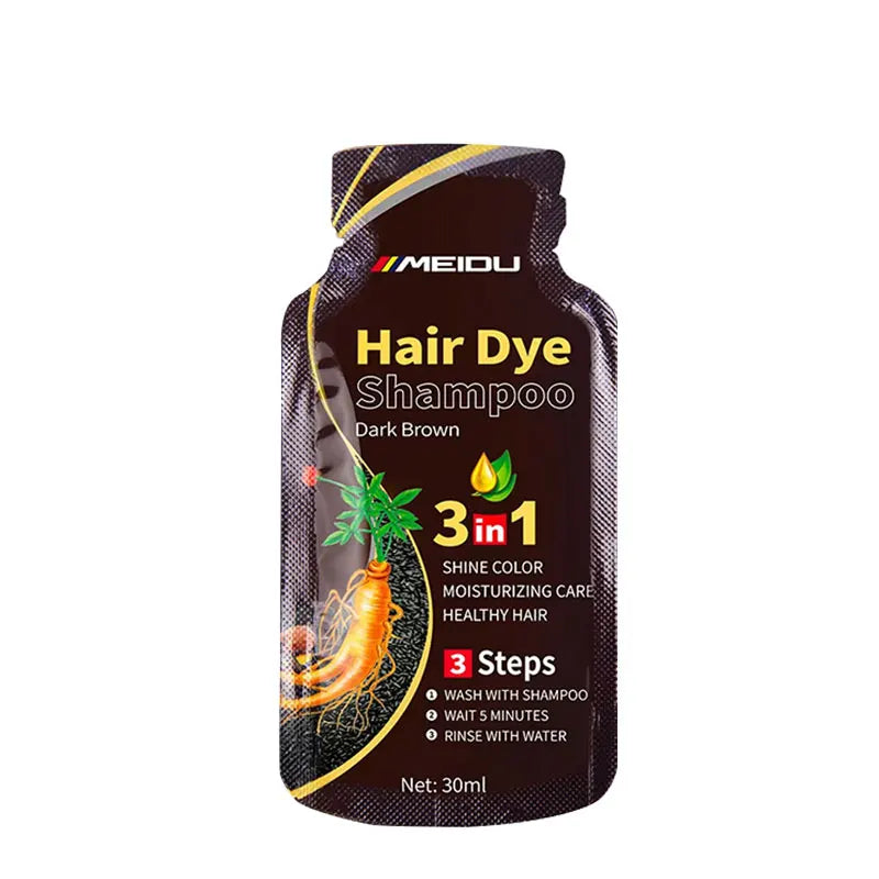Shampoo de Coloração Capilar 3 em 1 (30ml) – Escurecimento Instantâneo de Cabelos Grisalhos para Preto – Com Polygonum Multiflorum (Cobertura Natural) para Mulheres
