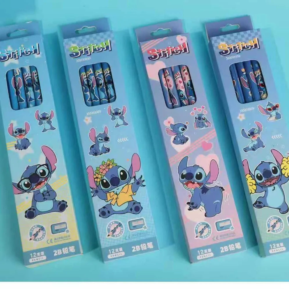 12pcs/30pcs Anime Pencil Lilo & Stitch Series Kids Stationery Pen School Supplies Cute Pencil Sharpener Toys Birthday Gifts