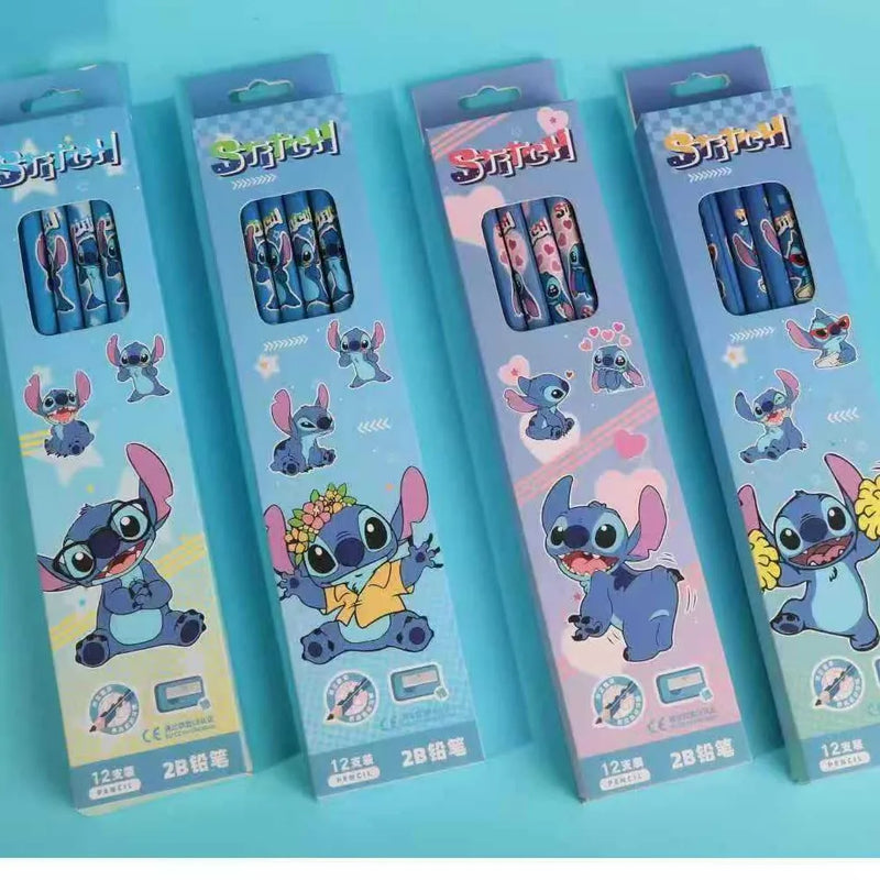 12pcs/30pcs Anime Pencil Lilo&Stitch Series Kids Stationery Pen School Supplies Cute Pencil Sharpener Toys Birthday Gifts