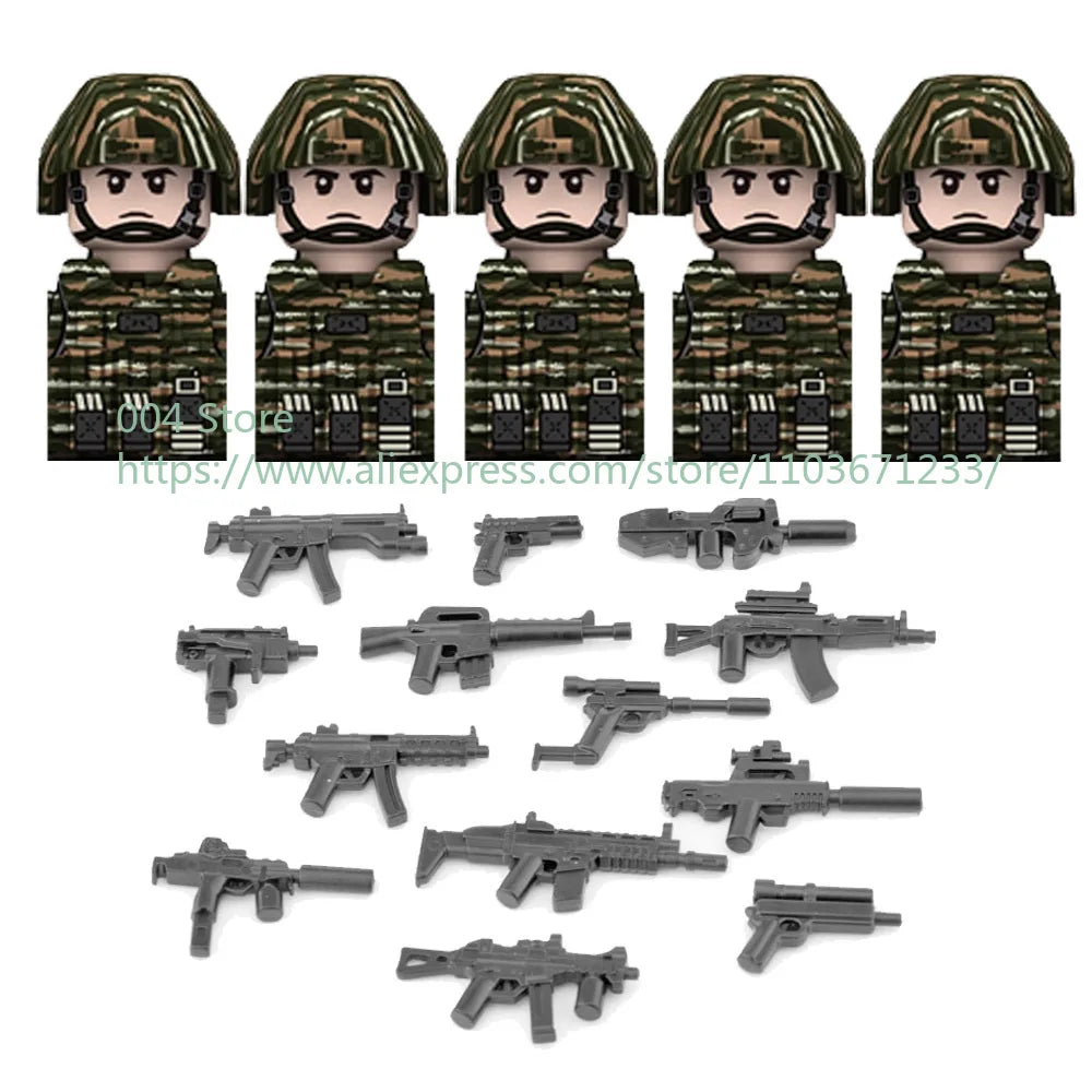 Military Special Forces Action Figure Building Blocks Ghillie Suit Weapons Sniper SWAT Ghost KSK Police Bandit Boy Toy Gift F029