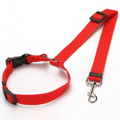 Cinturón de seguridad para mascotas dos en uno de color sólido, correa de nailon para el asiento trasero, arnés ajustable para perros, collar, accesorios para mascotas