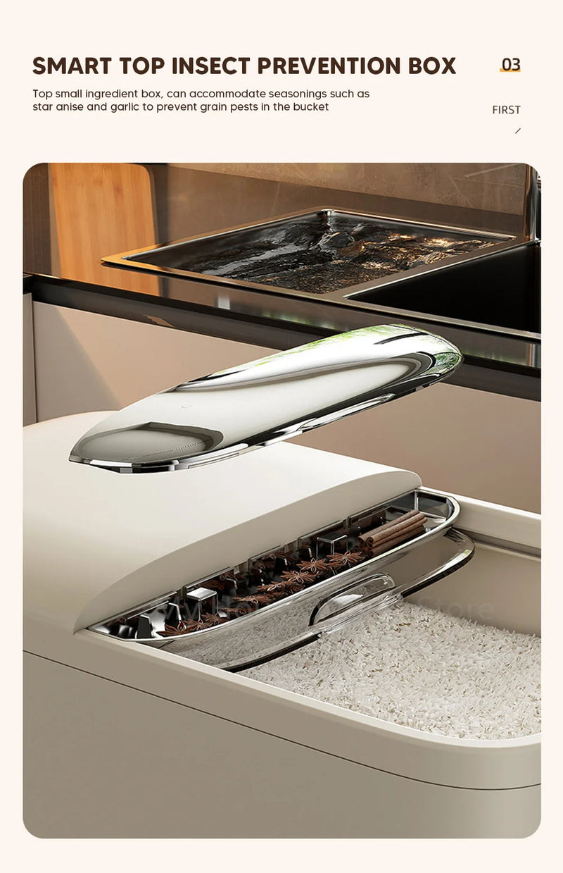 10KG Rice Storage Box Home with Lid Insect Proof Moisture Proof Rice Box Grain Sealed Jar Kitchen Container Storing Dry Grain