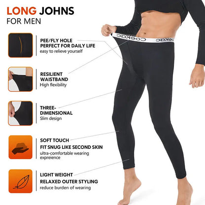 Thermal Underwear for Men Long Johns With Fleece Lined Set Set Cold Weather Winter Top Bottom